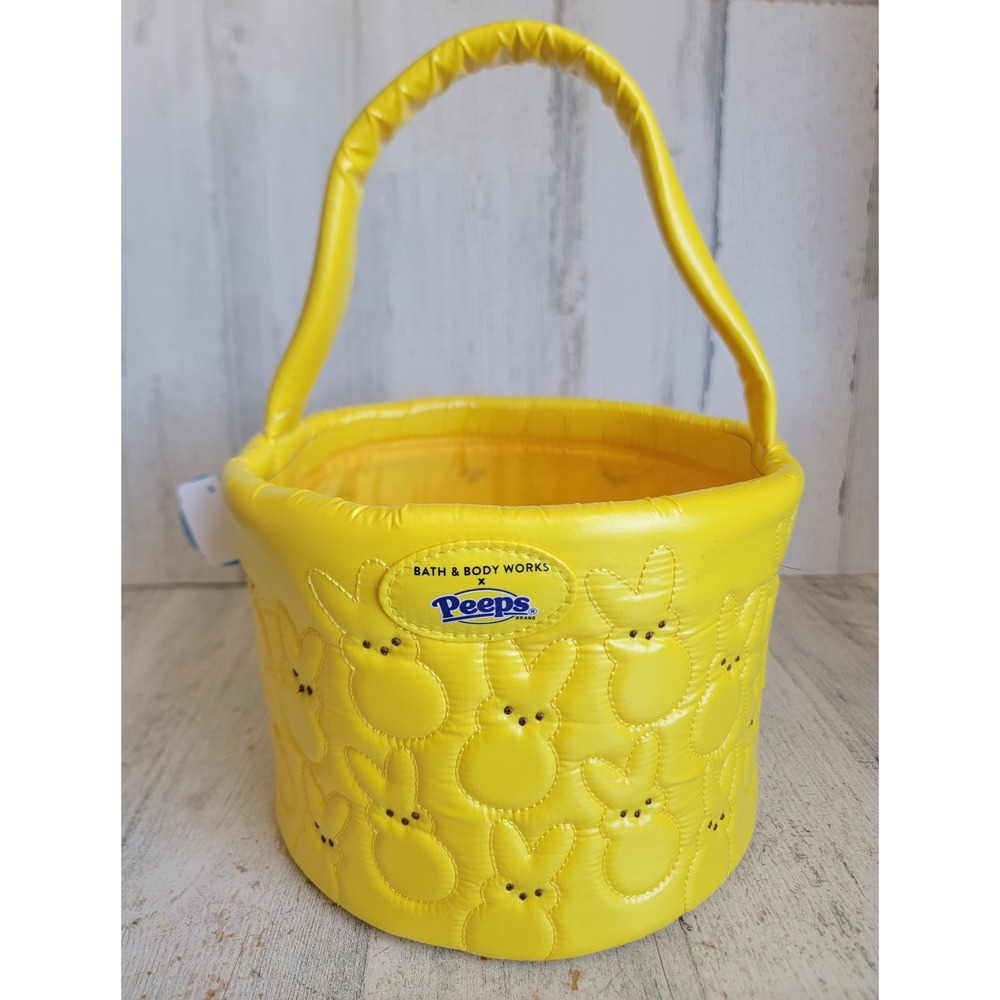 Bath body works peeps NEW quilted fabric Easter basket yellow bunny home